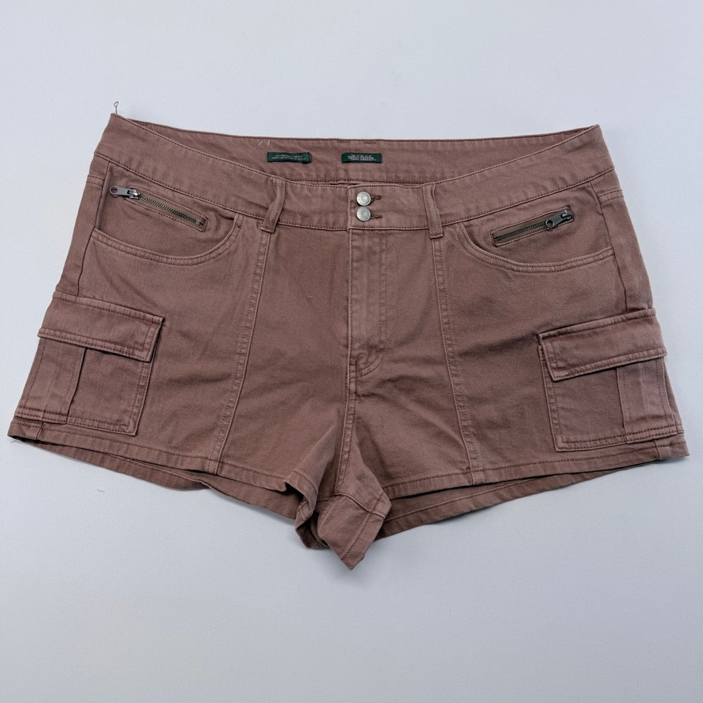 Wild Fable Mauve Brown Low Rise Denim Cargo Camp Shorts XXL Stretch Utility Y2K